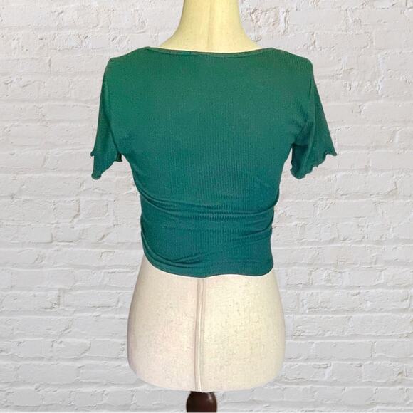 Tilly’s Forest Green Ribbed Crop Top Small Soft Coquette Y2K Fall - Picture 4 of 10